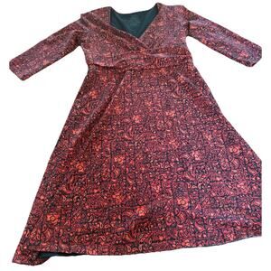 Patagonia Women’s Margot Dress Large L Faux Wrap Organic Cotton 3/4 Sleeve